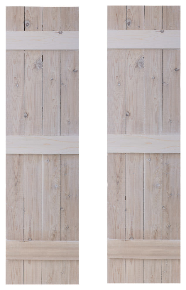 Traditional Board and Batten Exterior Shutters Pair, Whitewash, 72"