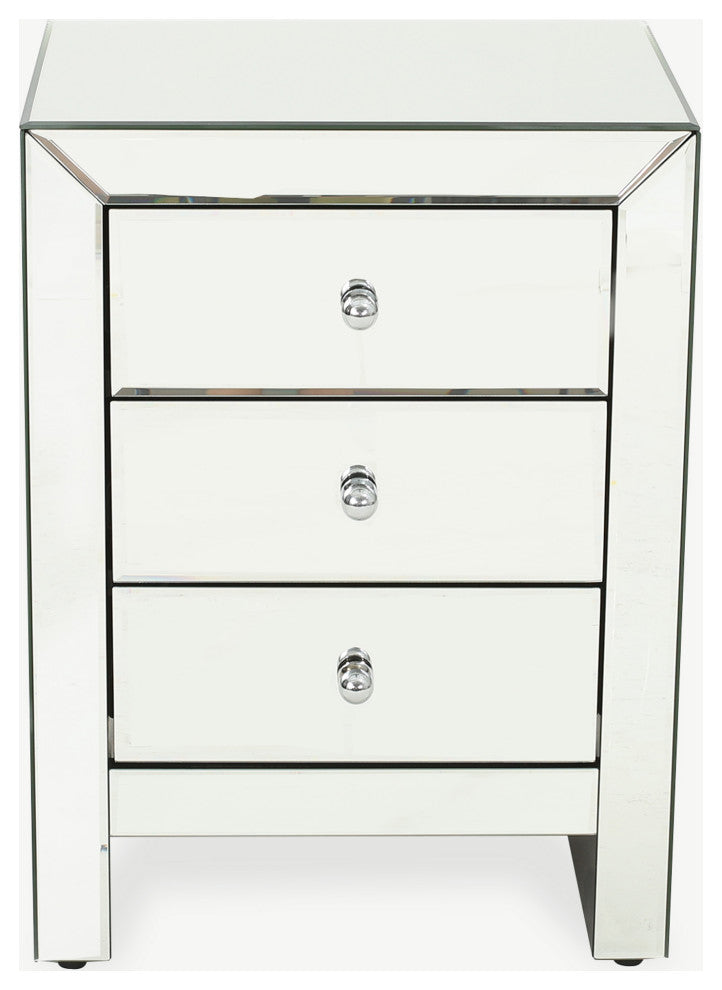 GDF Studio Lucille Mirror Finished 3-Drawer Accent Table
