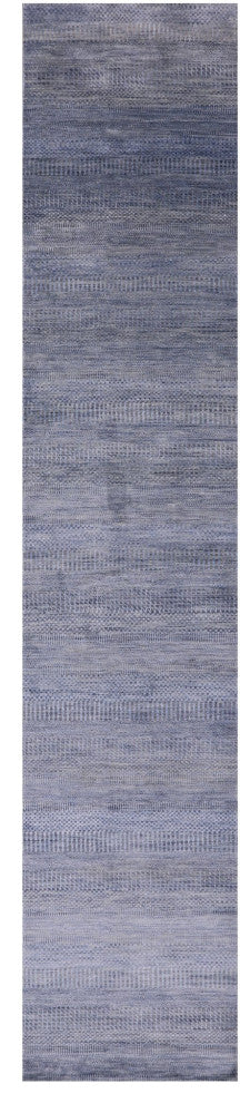 2' 7" X 13' 9" Savannah Grass Handmade Wool and Silk Runner Rug Q11942