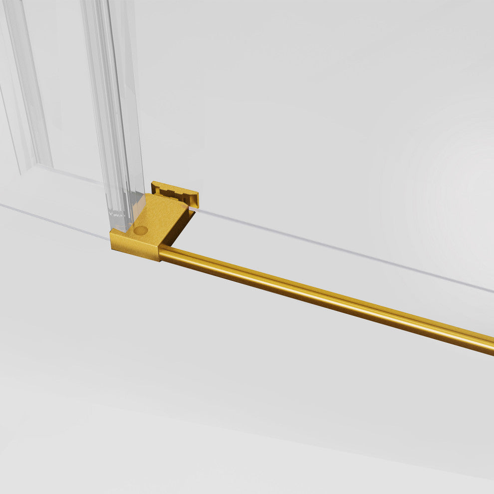 Massa 60"Wx76"H Single Sliding Frameless Shower Door, Brushed Gold