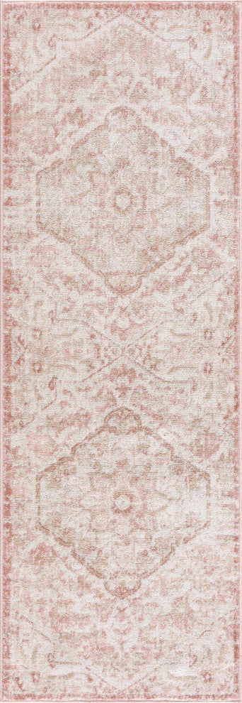 Hauteloom Leonora Area Rug, Pale Pink/Plum/Peach, 5'3" Square