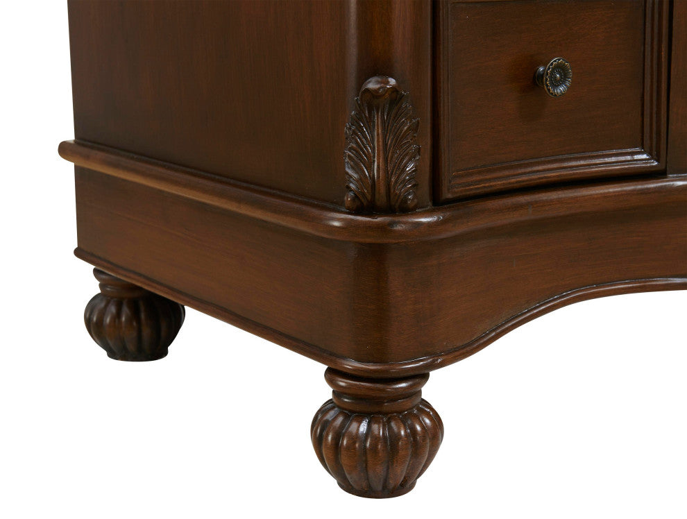 48" Single Bathroom Vanity, Teak Color With ivory white engineered marble, 48