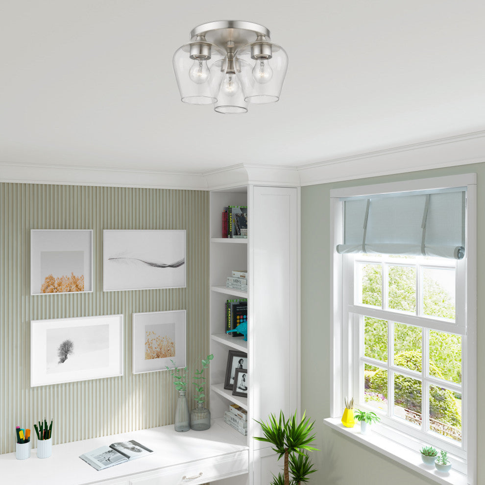 Willow 3 Light Brushed Nickel Flush Mount