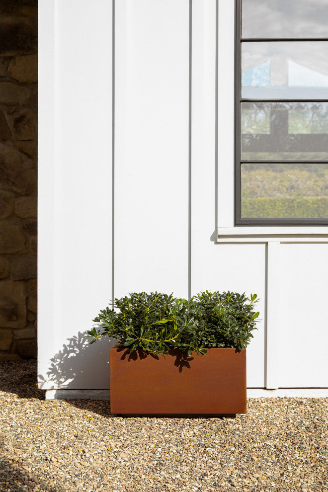 Metallic Series Corten Steel Long Box Planter, Small