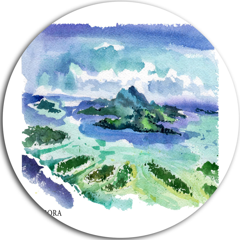 Bora Bora Vector Illustration, Cityscape Disc Metal Wall Art, 23"