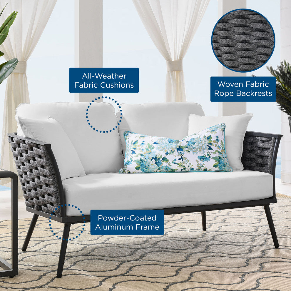 Stance Outdoor Patio Aluminum Loveseat Gray White