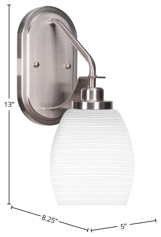 Odyssey 1 Light Wall Sconce In Brushed Nickel Finish With 5" White Matrix Glass