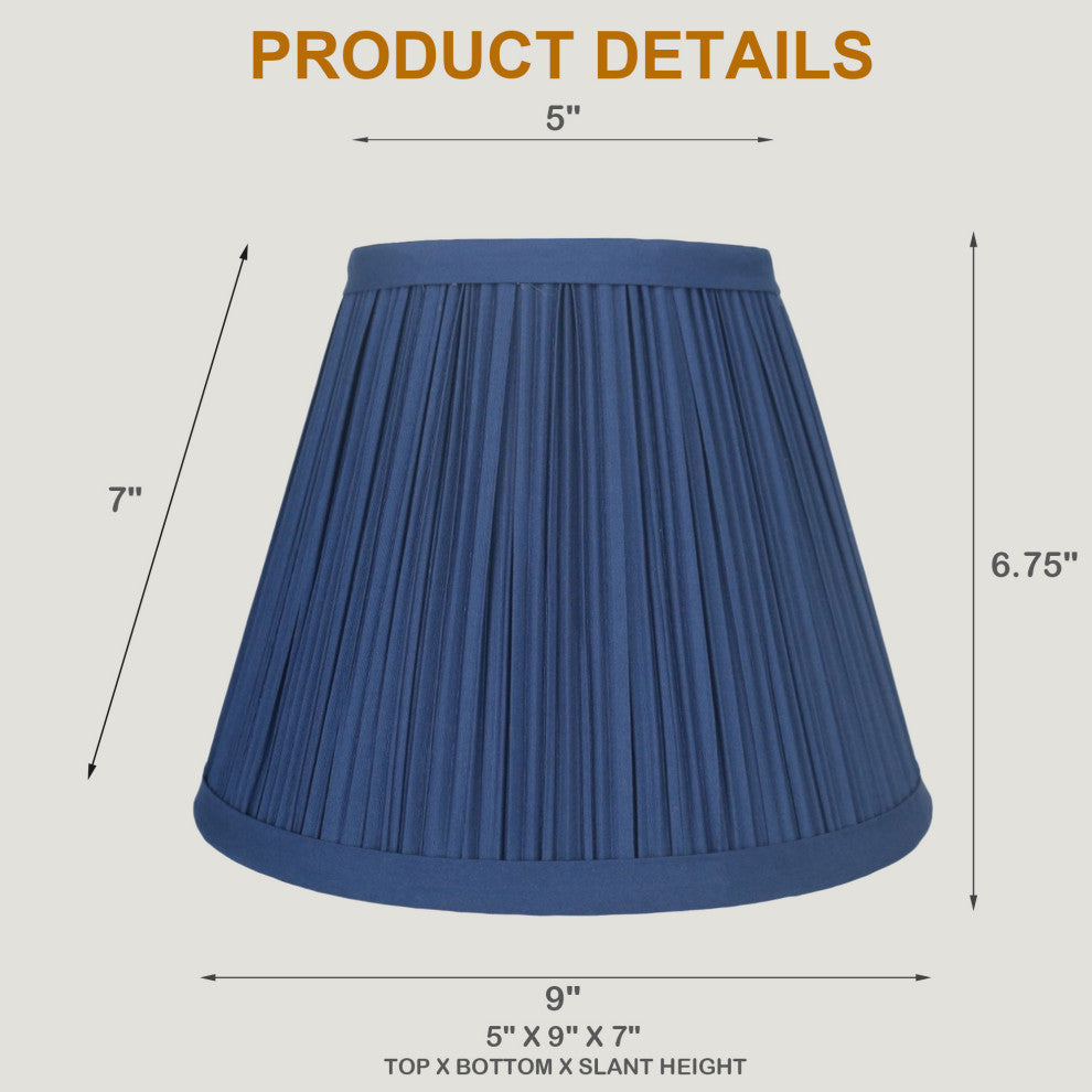 Softback Mushroom Pleated Lamp Shade, 5x9x7", Navy Blue, Set of 2