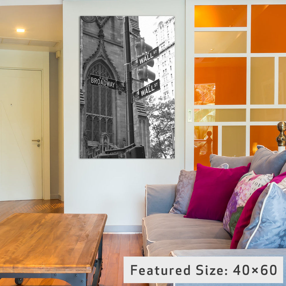 "Wall Street Signs, New York City" Wrapped Canvas Print, 26x18x1.5