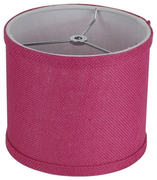 Classic Drum Burlap Lampshades, Fuchsia, 8"