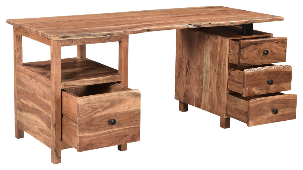 Stafford 2-piece Live Edge Solid Wood Desk Set