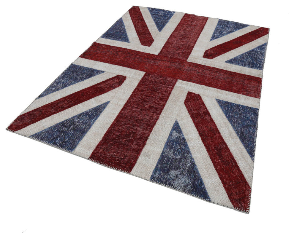 Rug N Carpet - Handmade Oriental 5' 8'' x 7' 10'' Flag Patchwork Rug