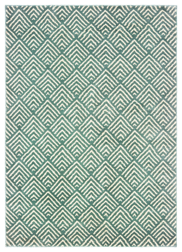 Carolina Geometric Ecaille Blue/Ivory Area Rug, 2'x3'