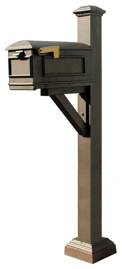 Westhaven System With Lewiston Mailbox, Square Collar, Pyramid Finial, Bronze