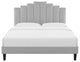 Elise Full Performance Velvet Platform Bed Light Gray