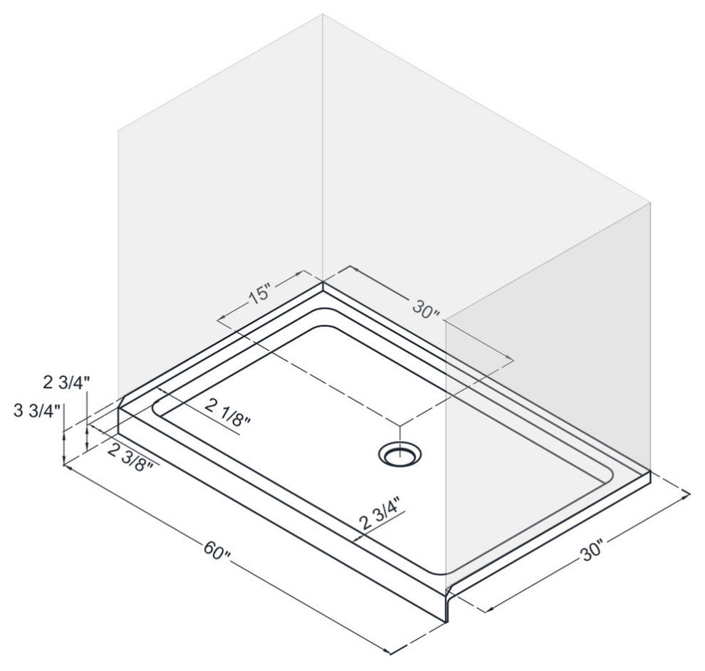DreamLine SlimLine 30x60x2 3/4 Center Drain Single Threshold Shower Base Biscuit