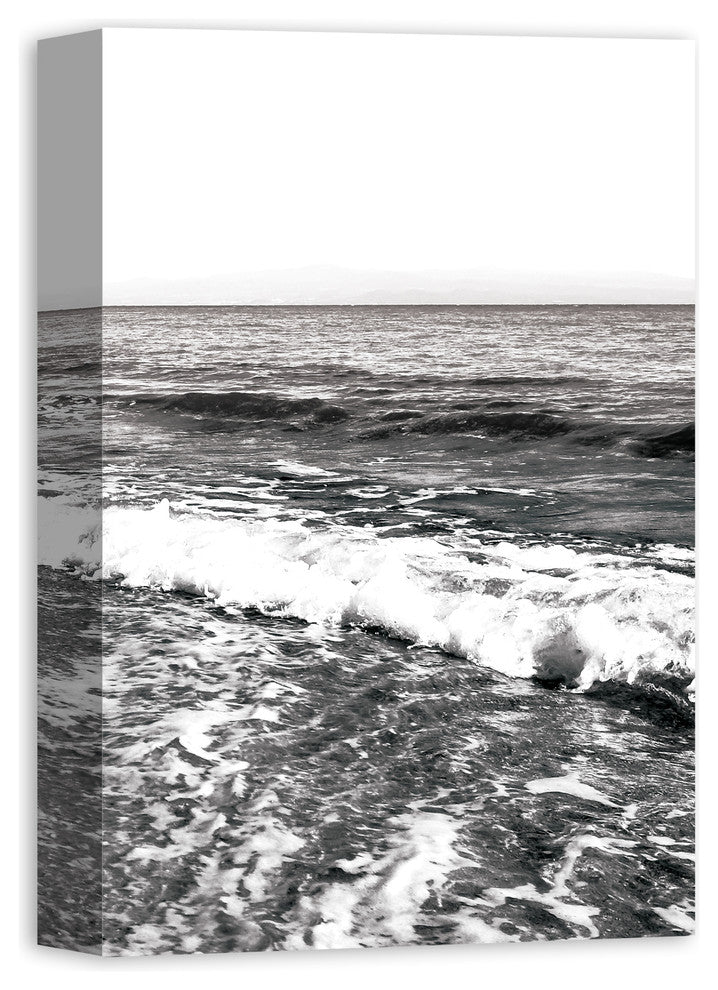 Black and White Ocean Waves 12x18 Canvas Wall Art
