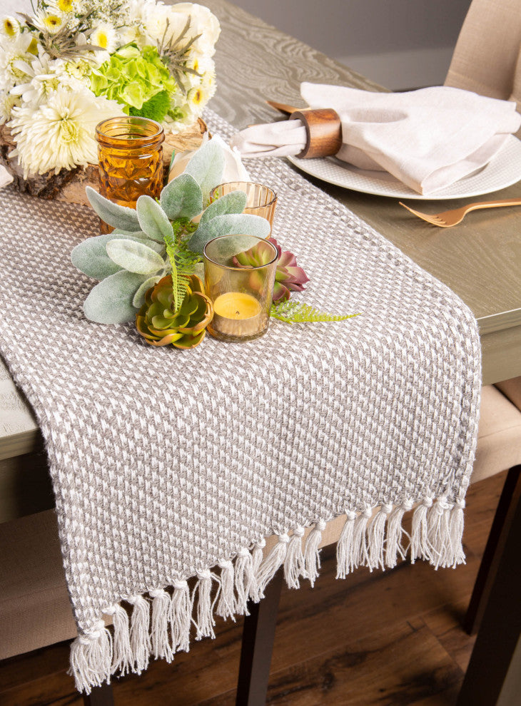 Gray Woven Table Runner 15X72
