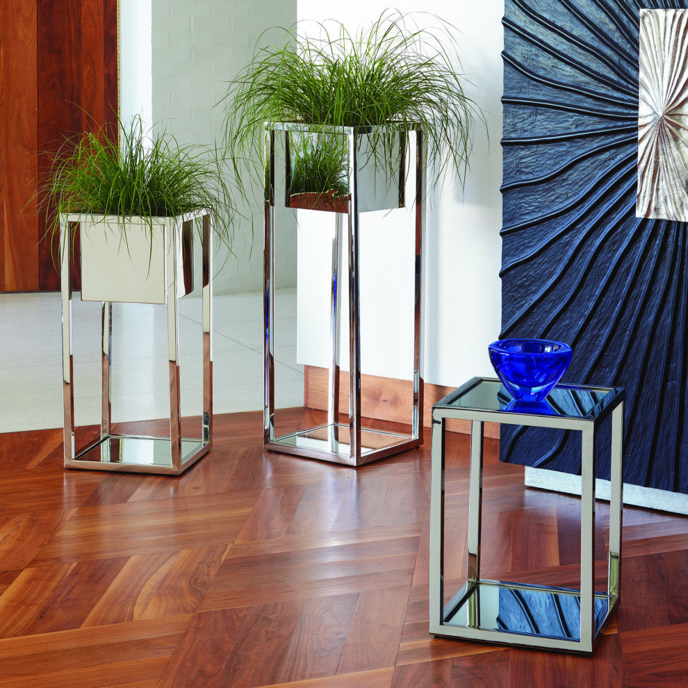 Escher Pedestal Planter - Brass, Large