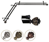 Harmony Corner Window Double Curtain Rod 13/16"D, Black, 28-48"