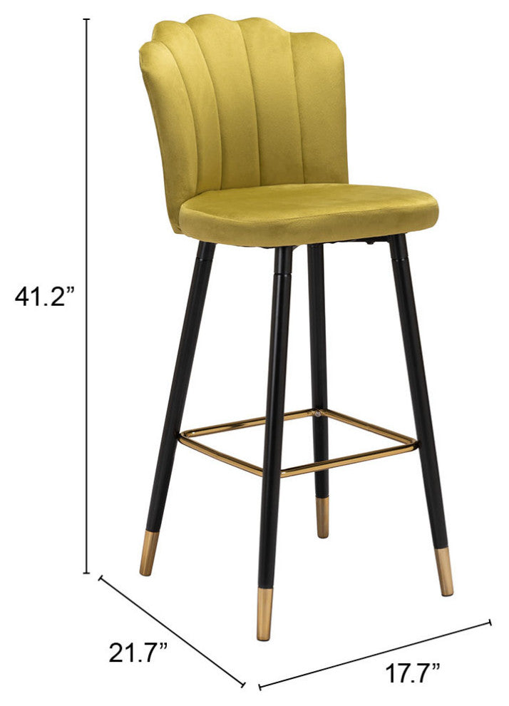 Bar Stool Chair Barstool, Steel Metal, Fabric, Yellow, Black, Gold, Cafe Bistro