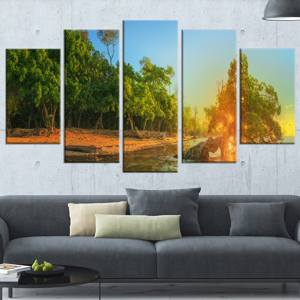 "Beautiful Thailand Tropical Beach" Landscape Wall Art Print, 5 Panels, 60"x32"