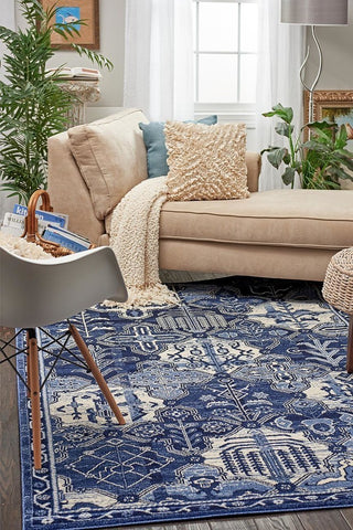 Unique Loom Blue La Jolla Cathedral 4'x6' Area Rug