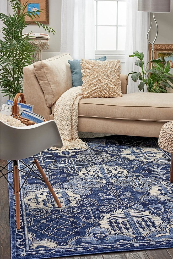 Unique Loom Blue La Jolla Cathedral 4'x6' Area Rug