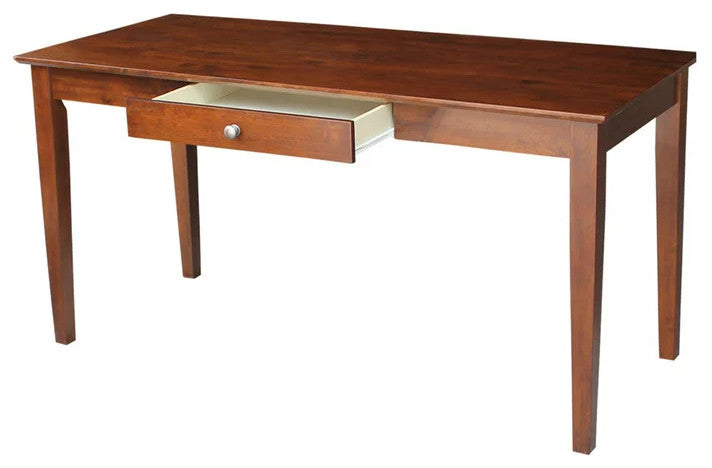 Traditional Desk, Hardwood Frame With Slightly Tapered Legs & Drawer, Espresso