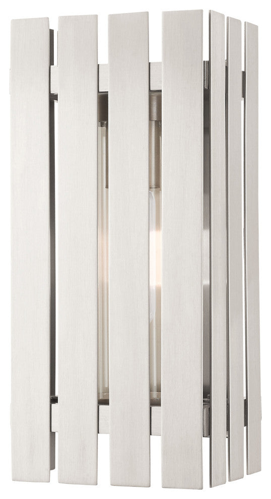 Livex Lighting Greenwich 1 Light Brushed Nickel Medium Outdoor Wall Lantern