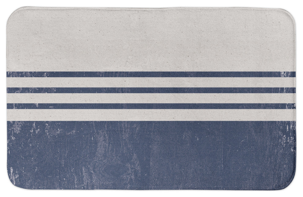Distressed Navy Stripes 34x21 Bath Mat