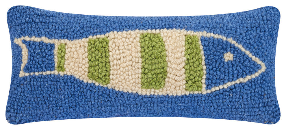 Blue Green Picket Fish Hook Pillow