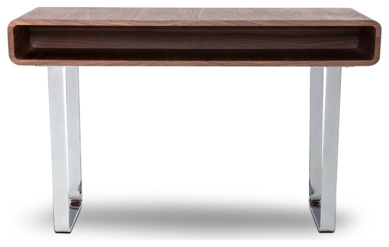 HomeRoots 30" Walnut Veneer Steel and MDF Console Table
