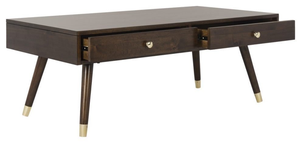 Safavieh Levinson Gold Cap Coffee Table, Brown