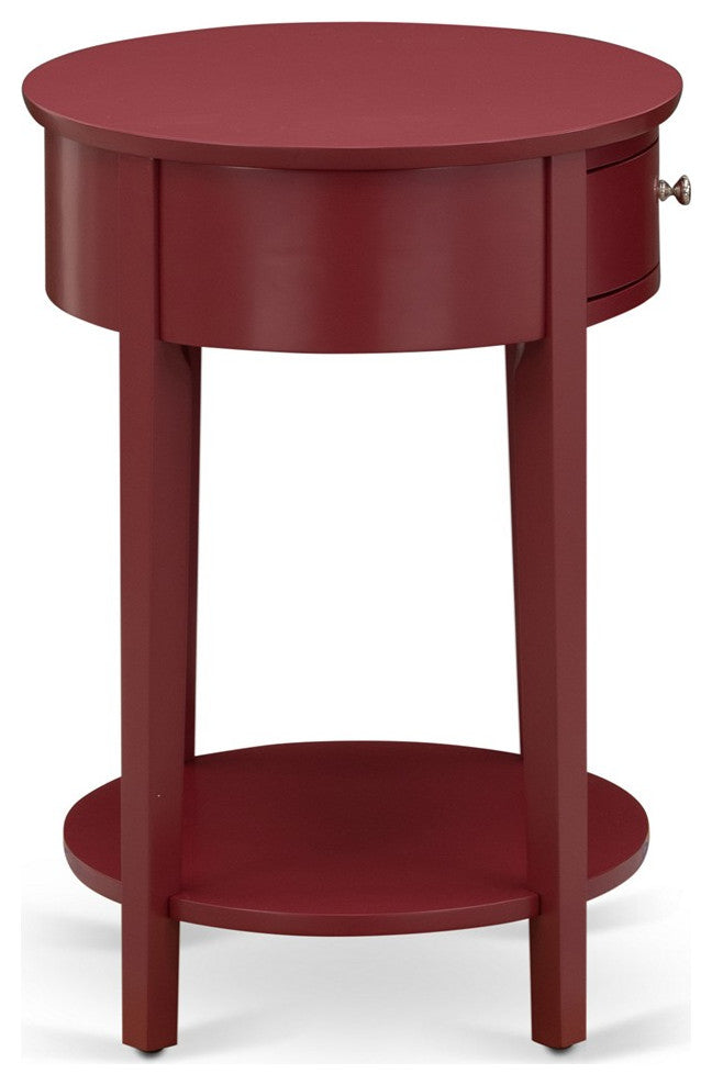 Modern End Table With 1 Wooden Drawer, Stable And Sturdy Constructed Burgundy
