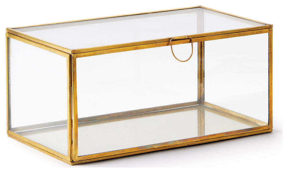 Arwen Rectangular Display Box, Antique Brass, 11x6x5