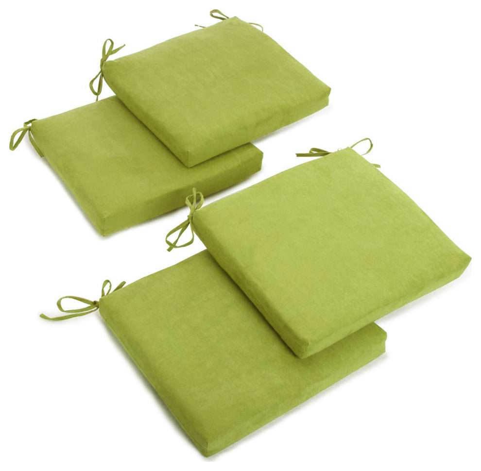 20"X19" Solid Microsuede Chair Cushions, Set of 4, Mojito Lime