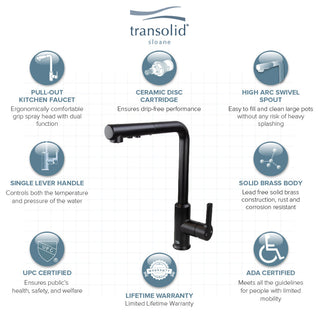 Transolid Sloane Pull-Down Kitchen Faucet, Matte Black