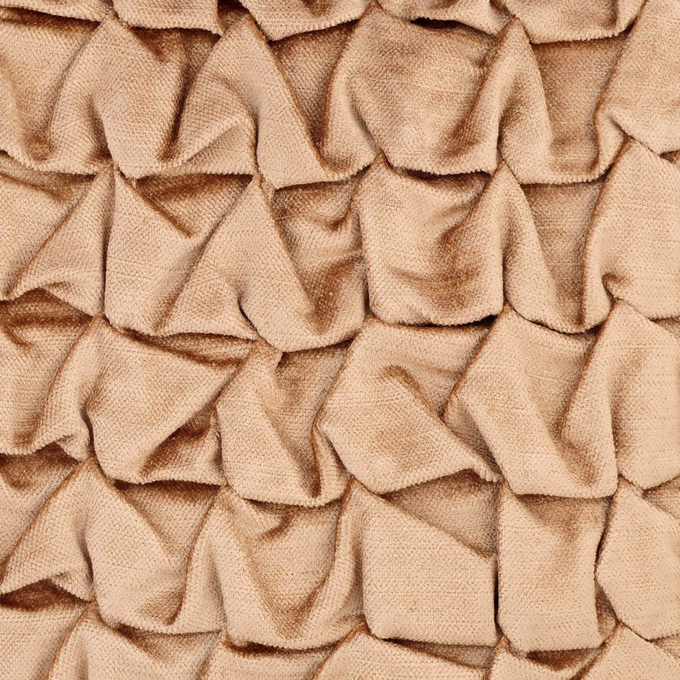 Beige Decorative Pillow Covers 14"x14" Velvet, Knotty Pearl Beige