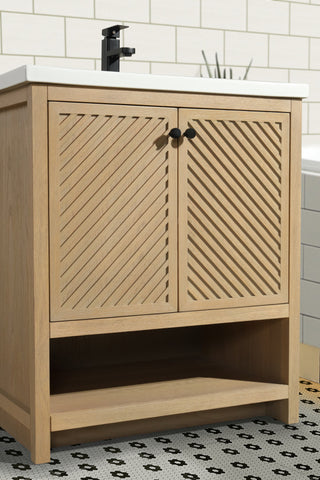 Selena Bathroom Vanity, Oak, 30", Single Sink, Freestanding