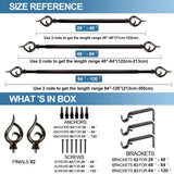 1" Flame Drapery Curtain Rod, Bronze, 84"-120"