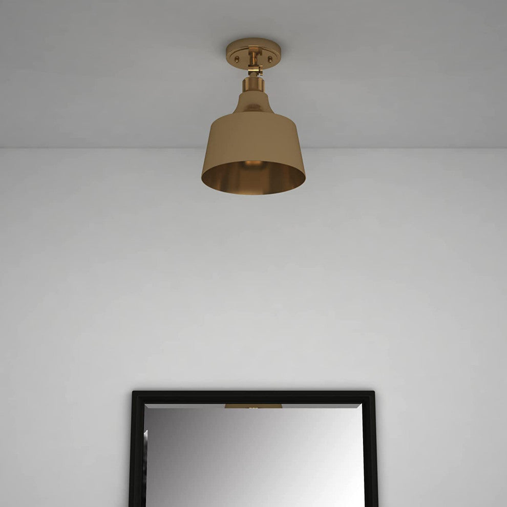 Ceiling Light Fixture, Satin Gold, 1 Light