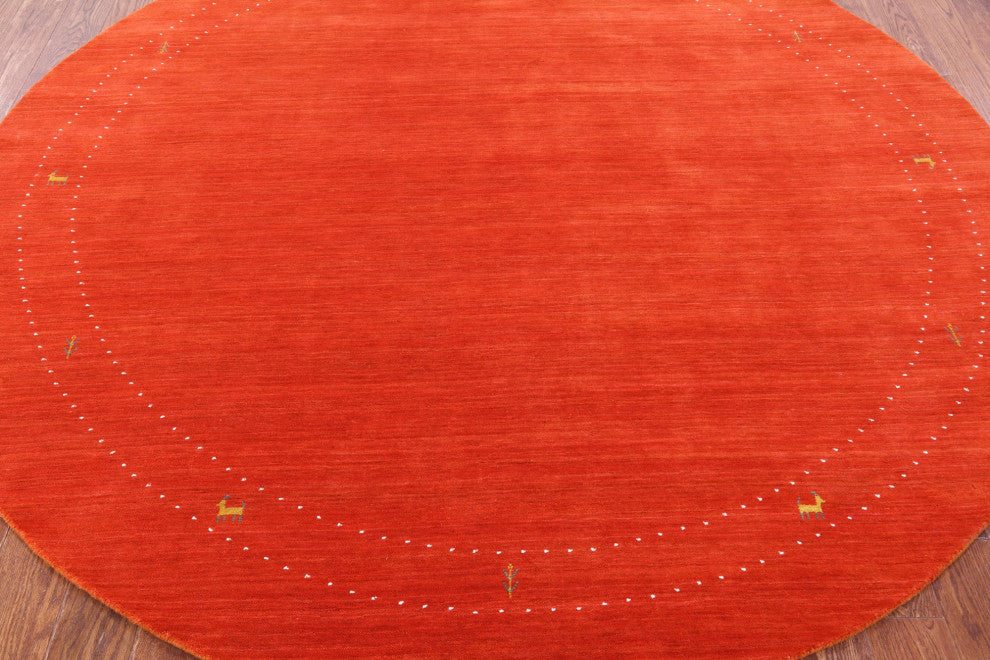 8' Round Persian Gabbeh Hand Knotted Wool Rug - Q15100