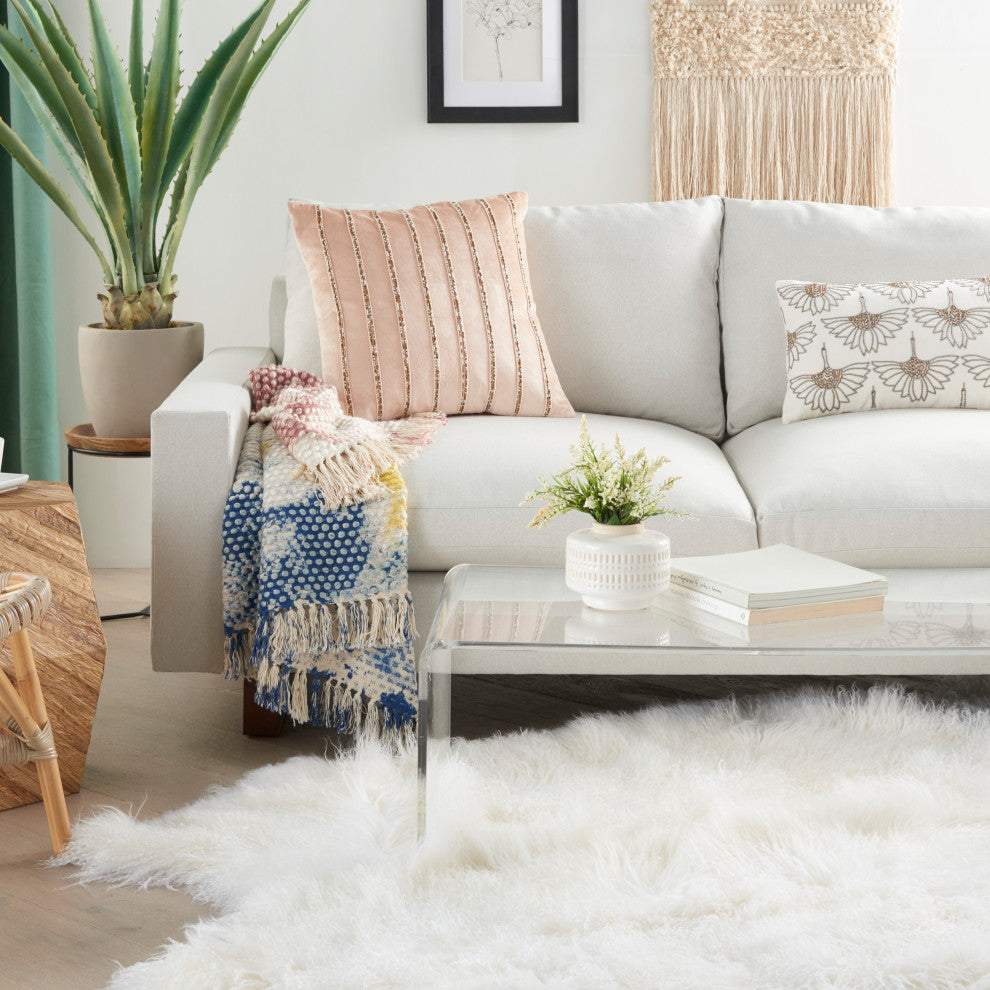 Mina Victory AZ217 Throw Pillow, Blush, 20"X20"