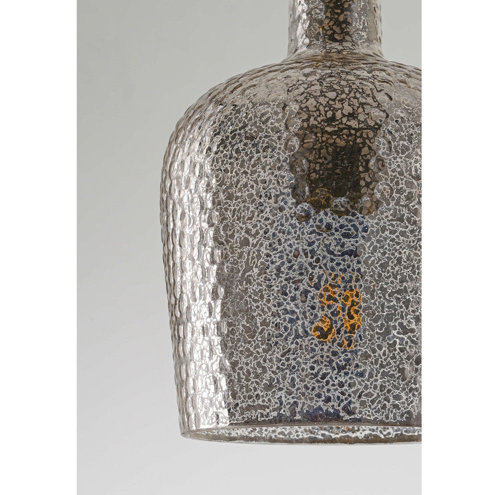 Helen Silver Mini Ripple Glass Antique Black Pendant Chandelier