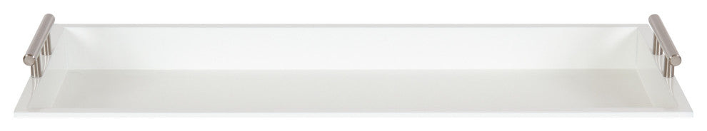 Lipton Narrow Rectangle Wood Accent Tray, White/Silver 10x24