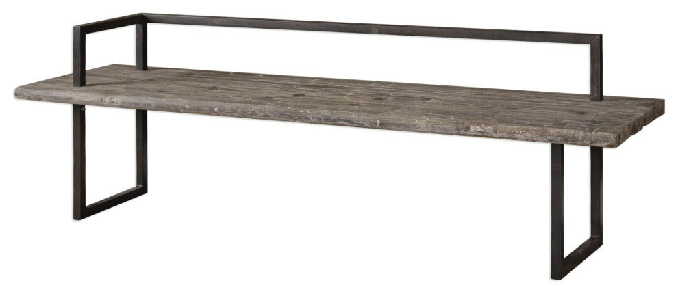 Uttermost 24701 Herbert 86"W Reclaimed Fir Wood Bench - Aged Black