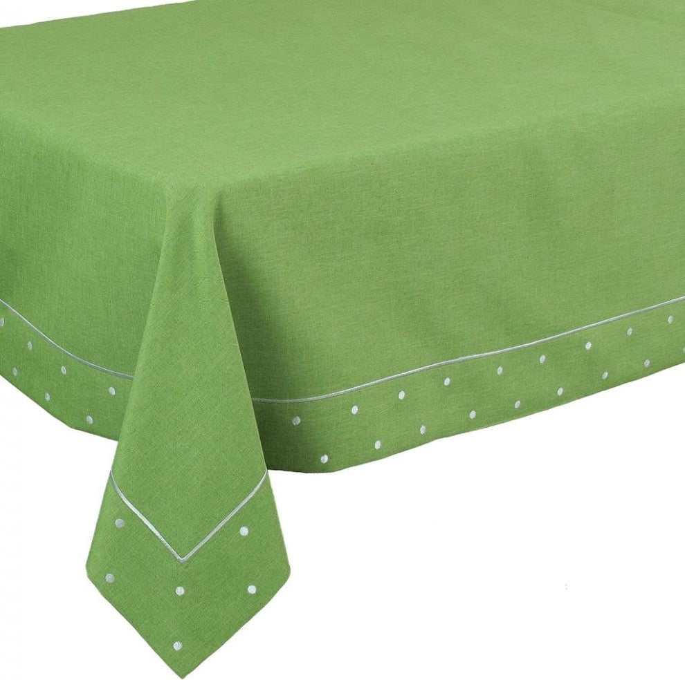 Polka Dot Embroidered Easy Care Tablecloth 60"x104", Green