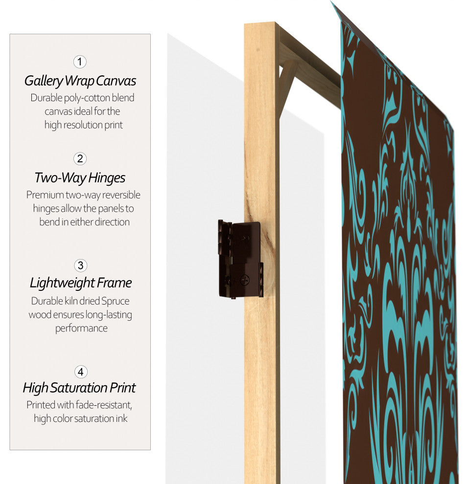 6' Tall Double Sided Damask Room Divider