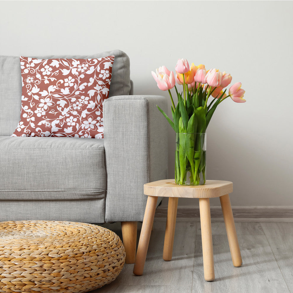 Evelyn Decorative Throw Pillow, Rust, 16"x16"